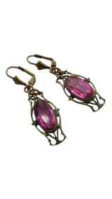 VINTAGE FACETED GLASS NOUVEAU PIERCED EARRINGS