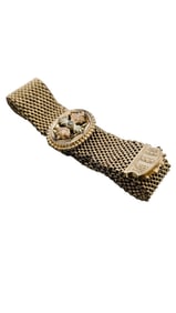 ANTIQUE GOLD FILLED MESH ELABORATE SLIDE BRACELET
