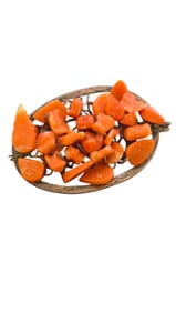 ANTIQUE VICTORIAN WIRED CORAL BROOCH POSSIBLE GOLD FILLED
