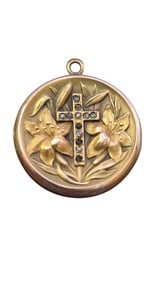 ANTIQUE SIGNED VICTORIAN CROSS REPOUSSE LOCKET