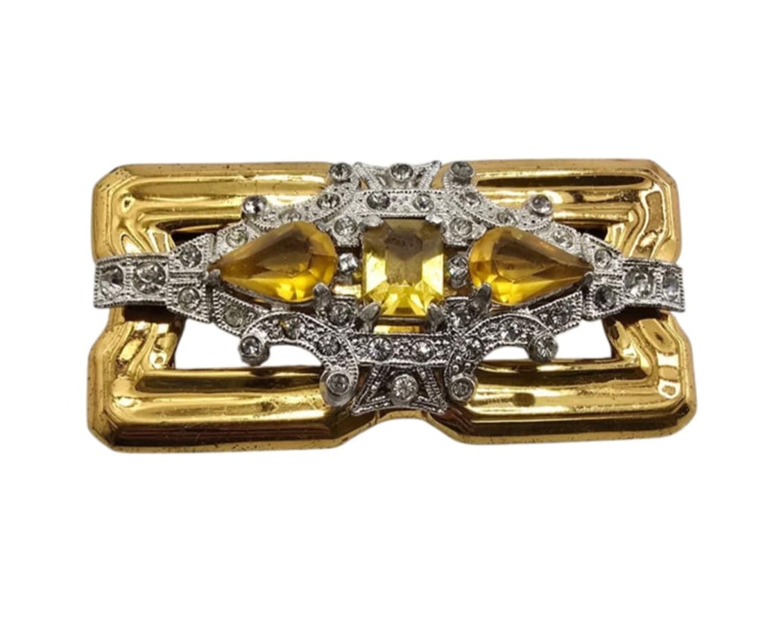 ANTIQUE MCCLELLAND BARCLAY RHINESTONE BROOCH (1 of 6)
