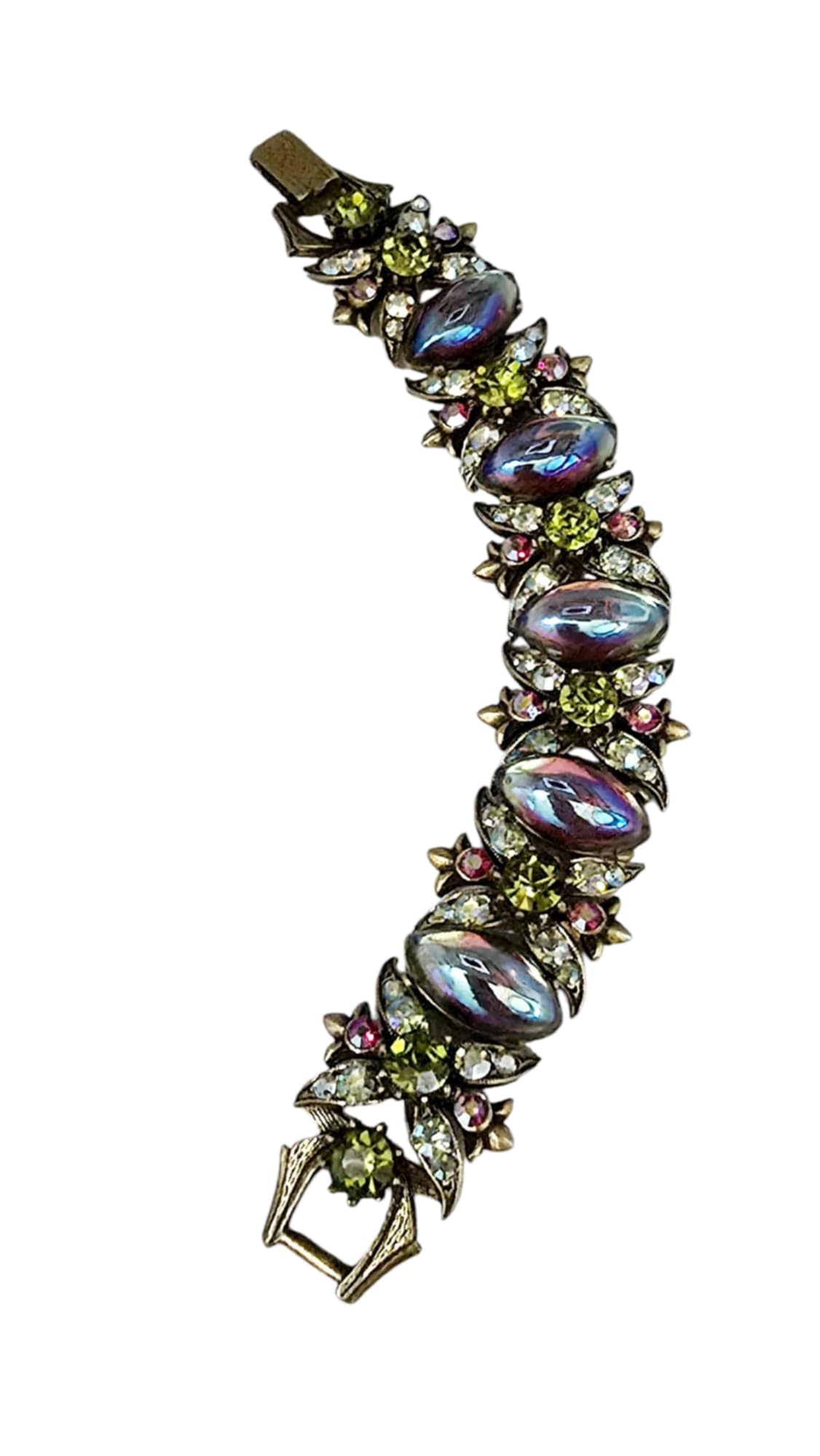 VINTAGE SIGNED FLORENZA AB WATERMELON RHINESTONE BRACELET (1 of 5)