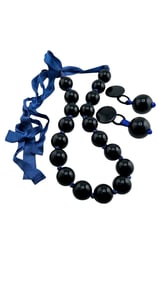 VINTAGE ACRYLIC AND RIBBON NECKLACE OR BELT AND EARRINGS SET