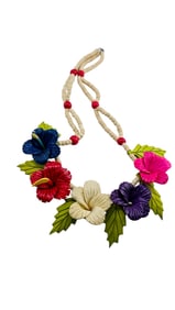 VINTAGE WOOD ALOHA FLOWER NECKLACE