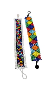 PAIR OF MULTICOLOR VINTAGE BEADED BRACELET