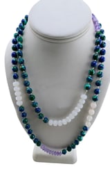 VINTAGE HAND KNOTTED SEMI-PRECIOUS AND CRYSTAL LONG NECKLACE