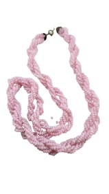 ANTIQUE PINK GLASS SEED BEAD BRAIDED NECKLACE