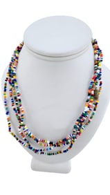 VINTAGE 66" GLASS SEED BEAD NECKLACE WITH BARREL CLASP