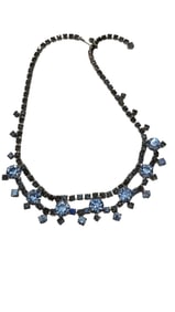 VINTAGE BLUE RHINESTONE UNSIGNED NECKLACE