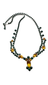 VINTAGE 2 TONE RHINESTONE UNSIGNED NECKLACE