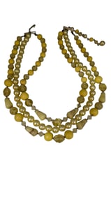 VINTAGE 3 STRAND GLASS NECKLACE MARKED JAPAN