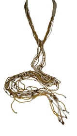 VINTAGE INTERESTING ALL GLASS 66" LARIAT STYLE NECKLACE