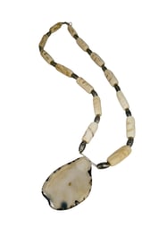 VINTAGE BONE? AND QUARTZ? PENDANT NECKLACE