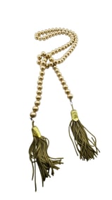 VINTAGE GOLD TONE FAUX PEARL LARIAT NECKLACE WITH TASSELS
