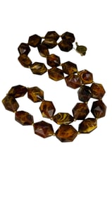 VINTAGE MOLDED MARBLEIZED LARGE BEADED NECKLACE - WILL NEED RESTRINGING