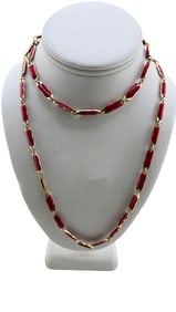 VINTAGE DOUBLE SIDED ENAMEL LINK CHAIN NECKLACE