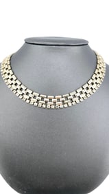 VINTAGE GOLD TONE RHINESTONE LINK COLLAR NECKLACE