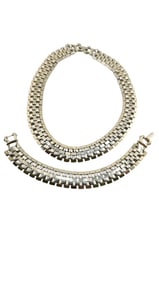 VINTAGE GOLD TONE LINK COLLAR NECKLACE AND BRACELET SET