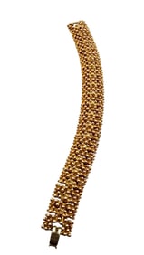 VINTAGE HEAVY GOLD TONE RAISED DESIGN BRACELET SIGNED SARAH