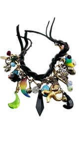 VINTAGE BRAIDED SUEDE CHARM BRACELET