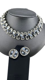 VINTAGE CORO SIGNED RHINESTONE NECKLACE AND EARRINGS SET