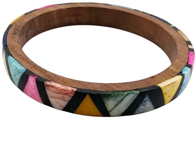 VINTAGE WOOD OR CERAMIC BANGLE BRACELET