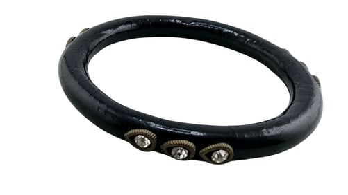 VINTAGE COMPOSITION BANGLE BRACELET WITH RHINESTONE