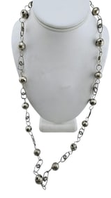 VINTAGE SILVER TONE MEXICAN WEDDING CAKE NECKLACE
