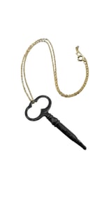 ANTIQUE METAL KEY ON NEWER DAINTY CHAIN NECKLACE