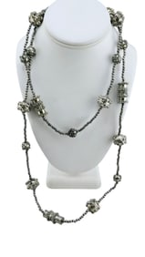 VINTAGE BURNISHED SILVERTONE LIGHTWEIGHT METAL ETRUSCAN NECKLACE