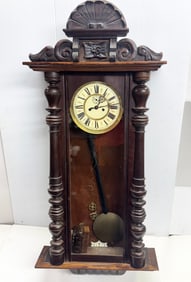 Antique wood large weighted wall clock