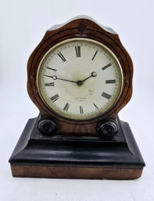 ANTIQUE BLACK WALNUT WOOD LREVETE HRYMARC FRENCH CLOCK
