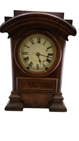ANTIQUE JO HOLDEN 8 DAY BURLED WOOD CLOCK