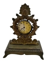VINTAGE BRASS POCKET WATCH STAND WITH POCKET WATCH