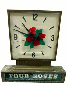 VINTAGE FOUR ROSES WHISKEY ADVERTISING CLOCK