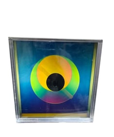VINTAGE MCM PRISMA #5370 ACRYLIC CHRONART LED 70S CLOCK BY KIRSCH-HAMILTON IN ORIGINAL BOX