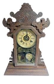ANTIQUE WOOD VICTORIAN WATERBURY CLOCK CO CLOCK