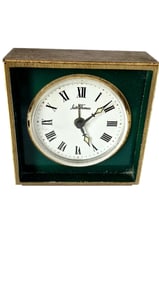 VINTAGE SETH THOMAS BRASS MADE IN GERMANY MINI TABLE TOP CLOCK