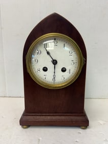 Antique Wood Beehive Shelf Mantle Clock