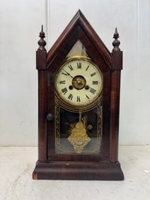 Antique New Haven wood Tower Steeple Clock
