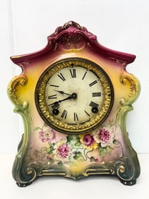Antique Victorian Royal Bonn Germany Porcelain Mantle Clock