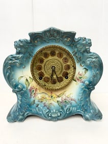Antique Victorian Blue Gilbert Clock Co 411 Mantle Clock