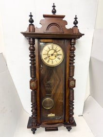 Antique Victorian Wood Pendulum Wall Clock