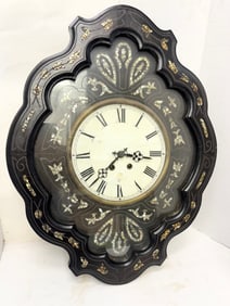 Antique French Mother of Pearl Inlay Pendulum Wall Clock
