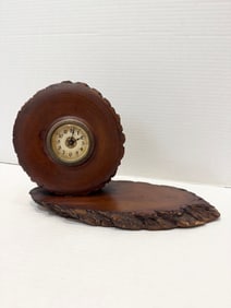 Vintage wooden wood carved mantle clock