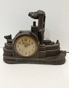 Antique Windsor Paddle Wheel River Boat Ship Boat Working Mantle Clock