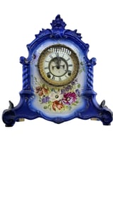 ANTIQUE PORCELAIN ANSONIA ROYAL BONN CLOCK
