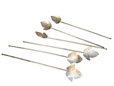 VINTAGE STERLING ICED TEA STRAWS WITH LEAF DESIGN