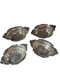 VINTAGE STUNNING STERLING FANCY SET OF 4 PIERCED GORHAM #4760 STAMPED NUT DISHES