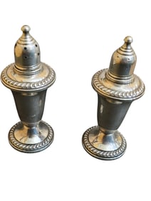 VINTAGE EMPIRE STERLING WEIGHTED GLASS LINED SALT & PEPPER SHAKER